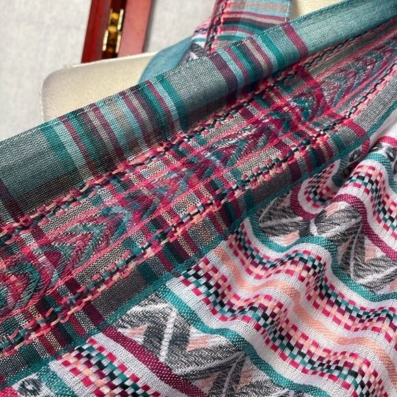 Aztec Designed Multicolored Lightweight Infinity Scarf (One Size) - Picture 9 of 12